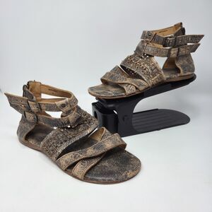 Bed Stu Womens Capriana Sandals Distress Leather Strappy Back Zip Buckle Size 8